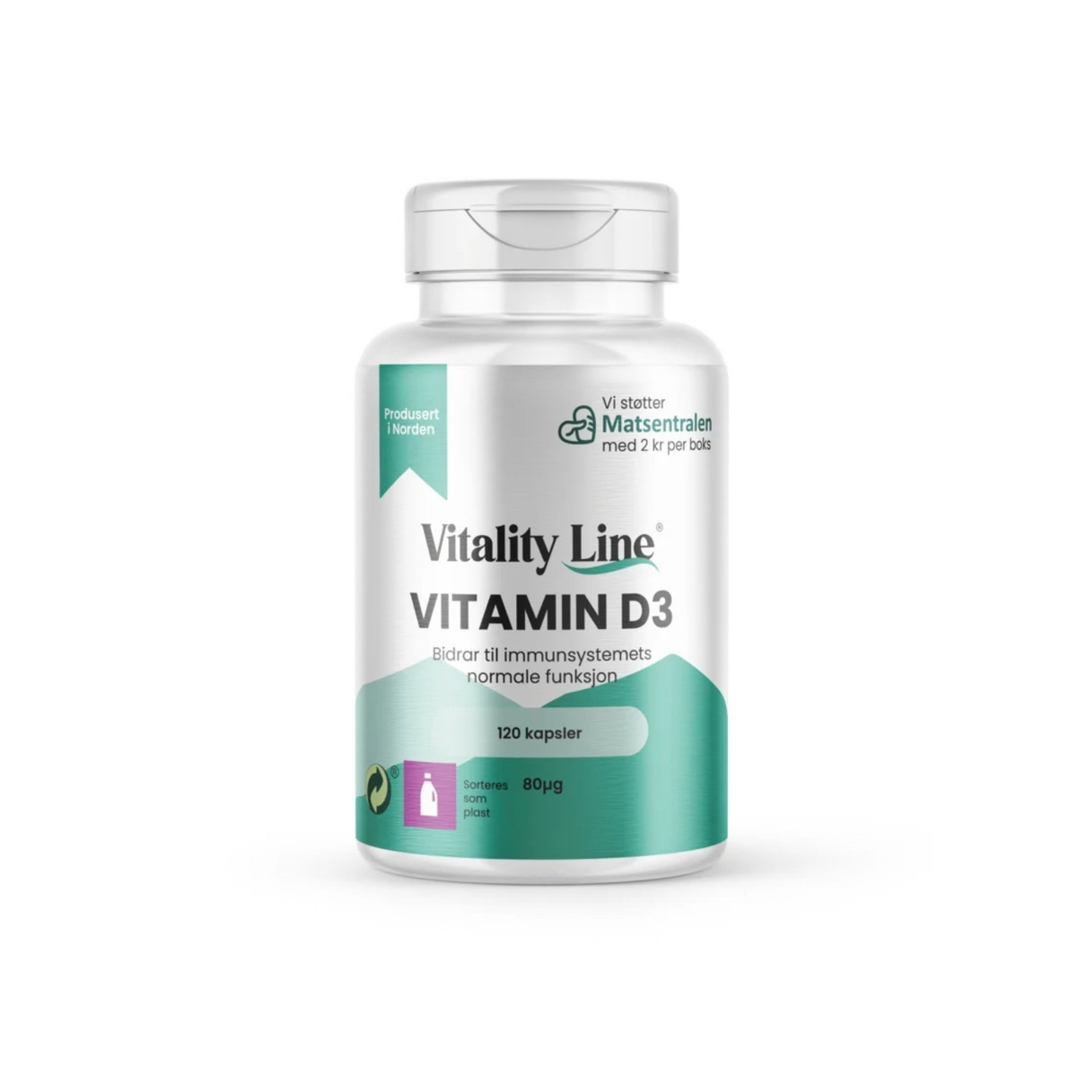 Vitality Line Vitamin D3 80 µg – 120 kapsler