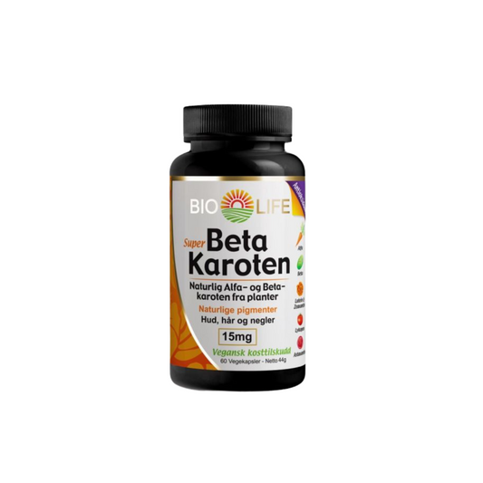 Betakaroten 15 mg – 60 kapsler