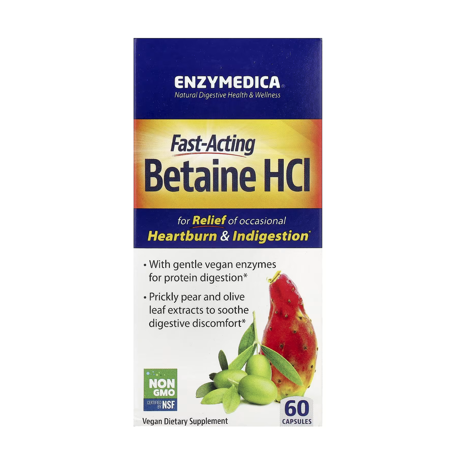 Enzymedica Hurtigvirkende Betain HCl – 60 kapsler