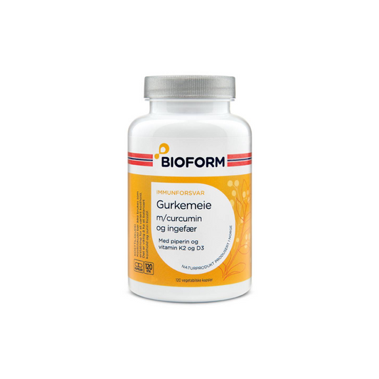 Gurkemeie med Curcumin, Ingefær, Vitamin K2 og D3 – 120 kapsler