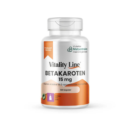 Vitality Line Betakaroten 15 mg 120 kapsler