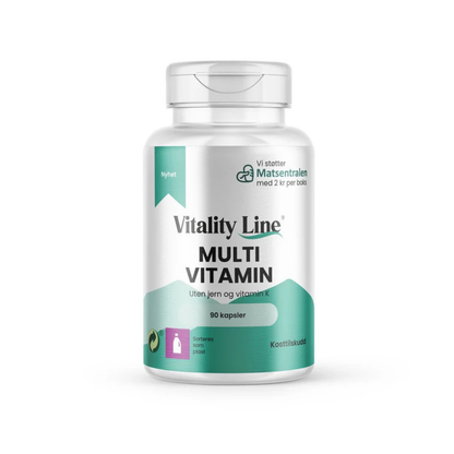 Vitality Line Multivitamin uten jern og vitamin K – 90 kapsler